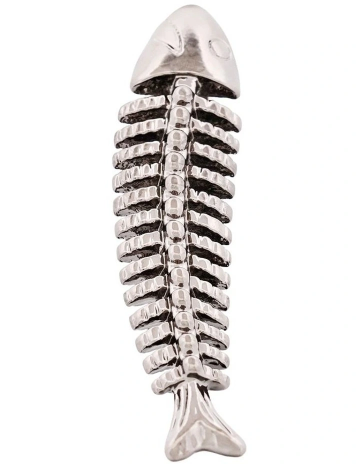 Gunmetal Fish Skeleton Tie Bar image 1