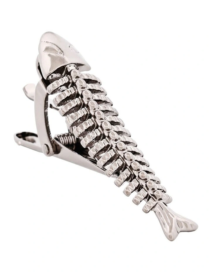 Gunmetal Fish Skeleton Tie Bar image 2