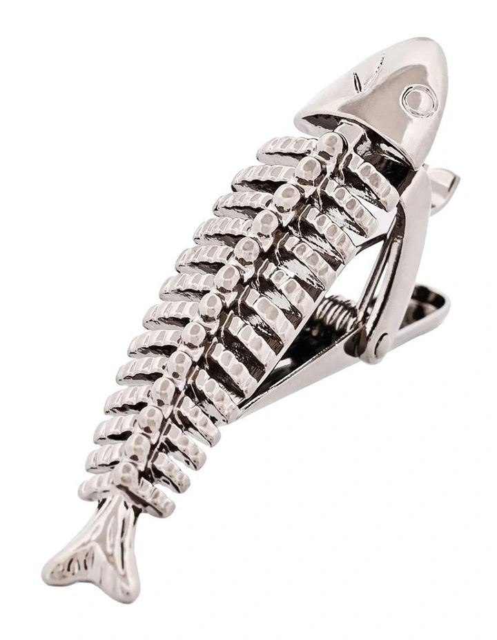 Gunmetal Fish Skeleton Tie Bar image 4