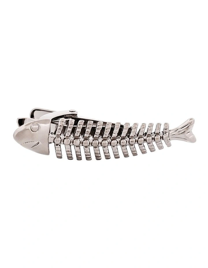Gunmetal Fish Skeleton Tie Bar image 5