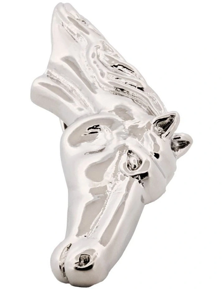 Imitation Rhodium Horse Head Tie Bar image 1