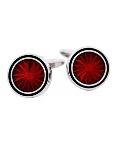 Red Resin Round Cufflinks