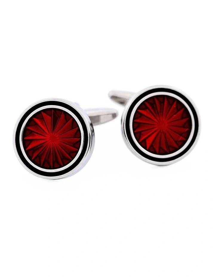 Red Resin Round Cufflinks image 1