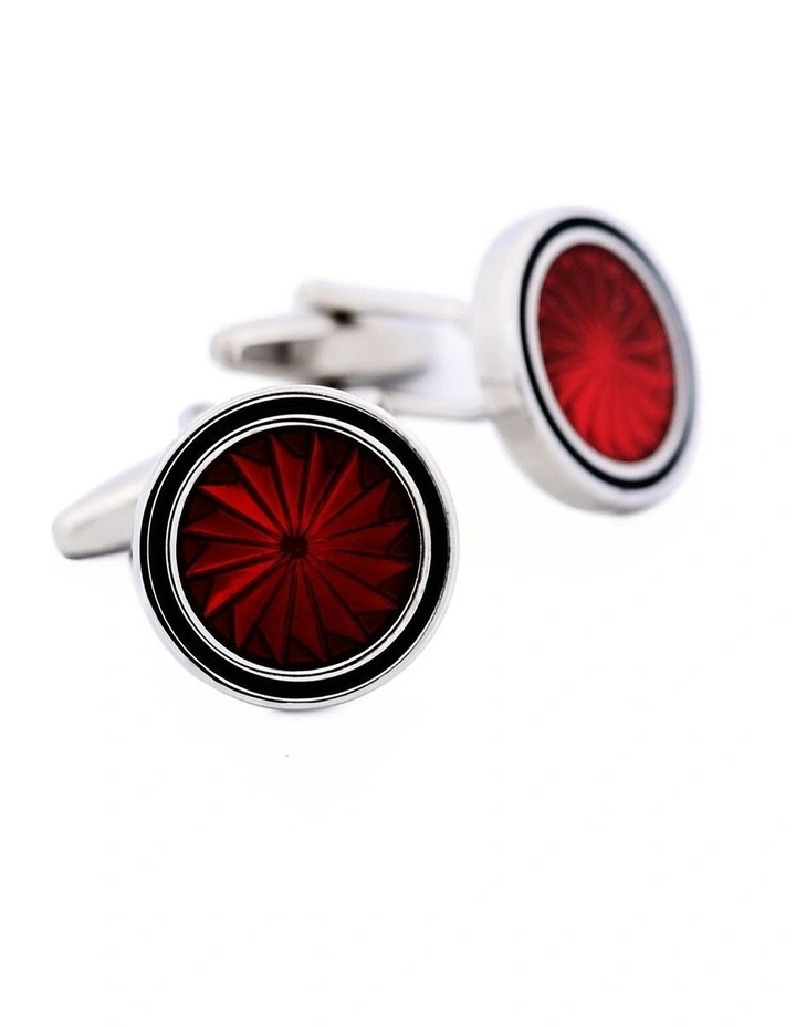 Red Resin Round Cufflinks image 2