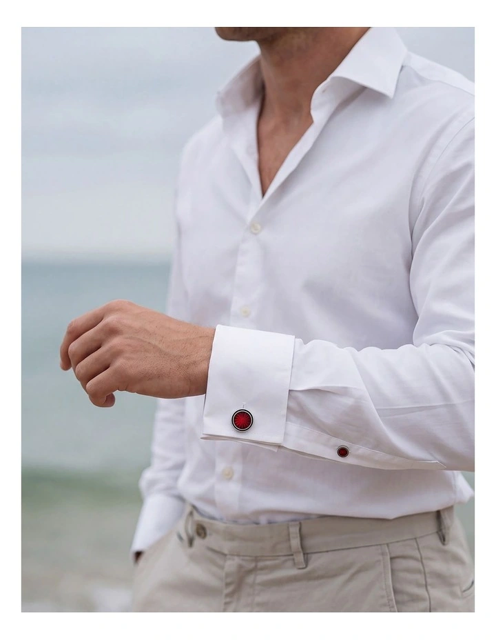 Red Resin Round Cufflinks image 3