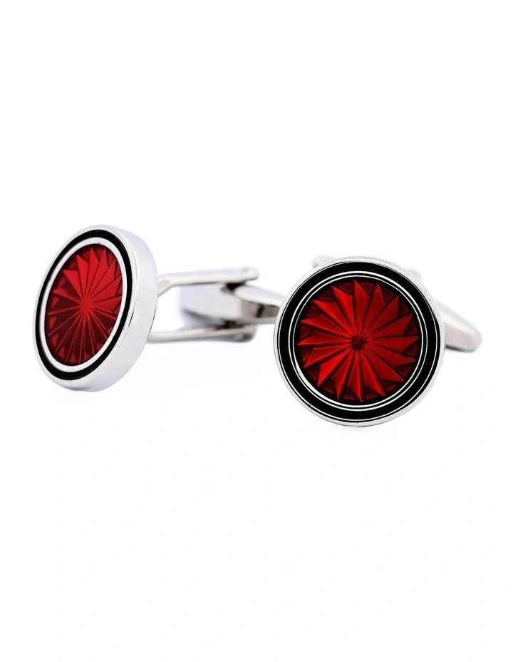Red Resin Round Cufflinks image 4