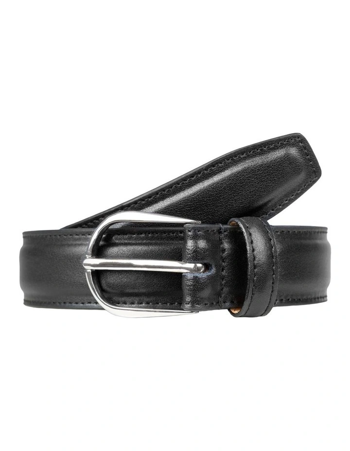Dents Mens Heritage Leather Belt w/ Silver Buckle & Gift Box in Black (Made in Britain) image 1