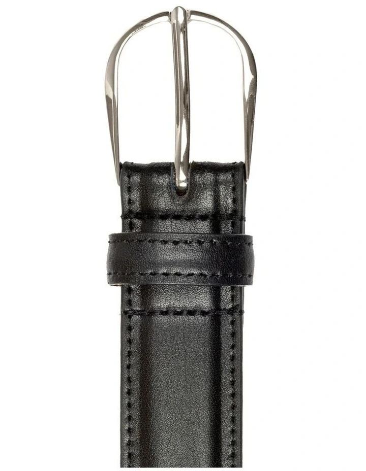 Dents Mens Heritage Leather Belt w/ Silver Buckle & Gift Box in Black (Made in Britain) image 2