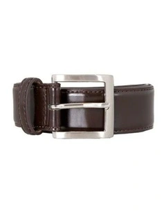 Dents Mens Contrast-Lined Leather Belt - Brown
