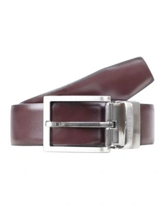 Dents Mens Heritage Reversible Full-Grain Leather Belt in Black/Burgundy