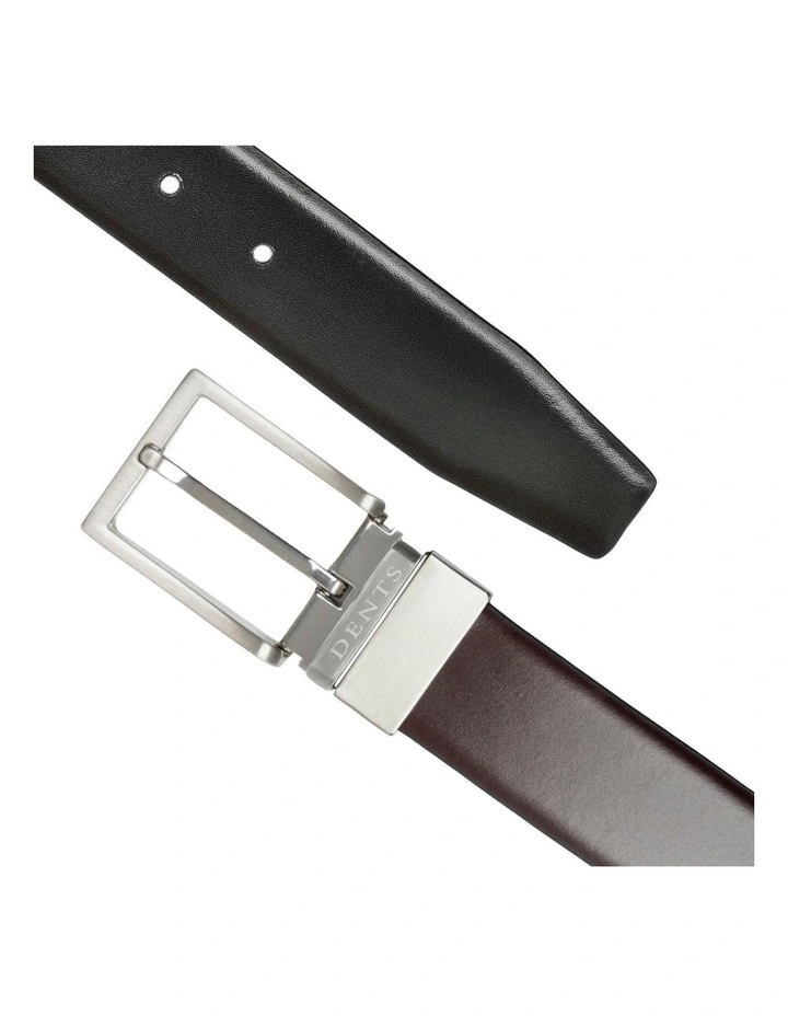 Dents Mens Heritage Reversible Full-Grain Leather Belt in Black/Burgundy image 3