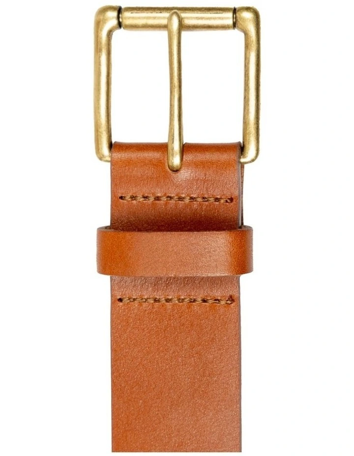 Dents Mens Heritage Lined Full-Grain Leather Belt with Antique Brass Buckle in Tan image 2