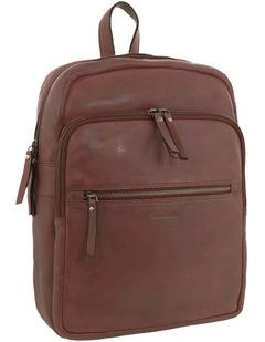 Pierre Cardin Vintage Leather Laptop Backpack in Chocolate