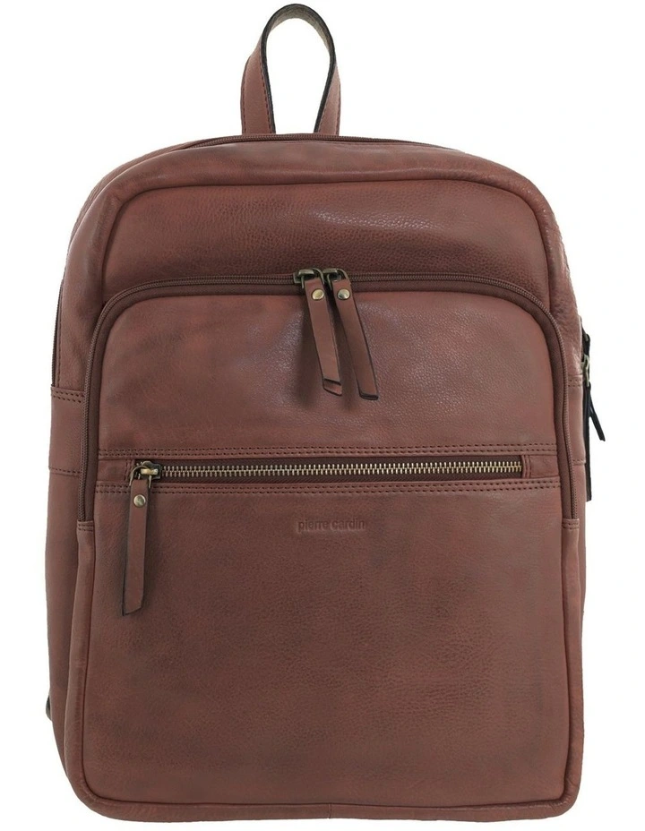 Pierre Cardin Vintage Leather Laptop Backpack in Chocolate image 3
