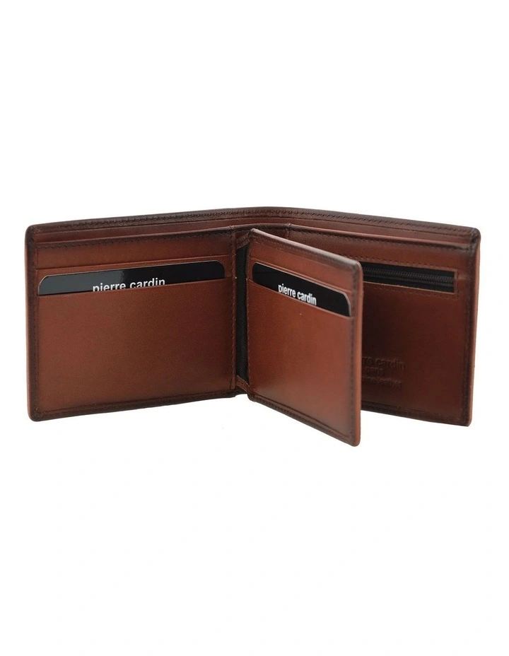 Pierre Cardin Genuine Leather Bi-Fold Wallet in Brandy image 3