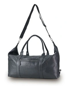 Vegan Leather Large Duffle Bag - Black