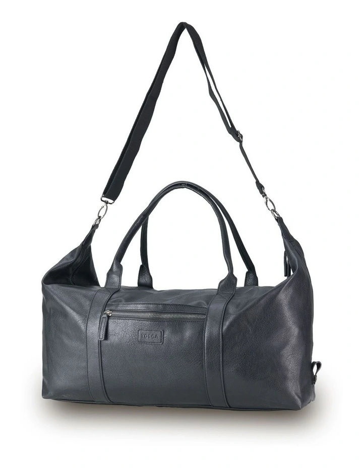 Vegan Leather Large Duffle Bag - Black image 1