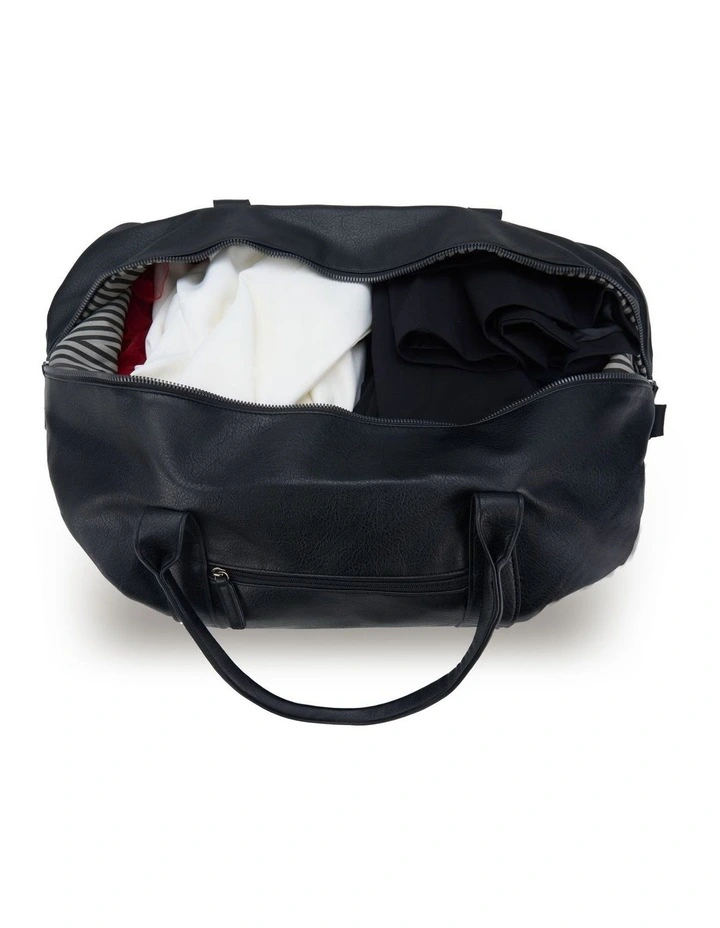 Vegan Leather Large Duffle Bag - Black image 2