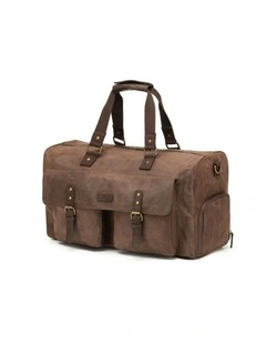 Waxed Canvas Buckle-Closure Duffle Bag - Brown