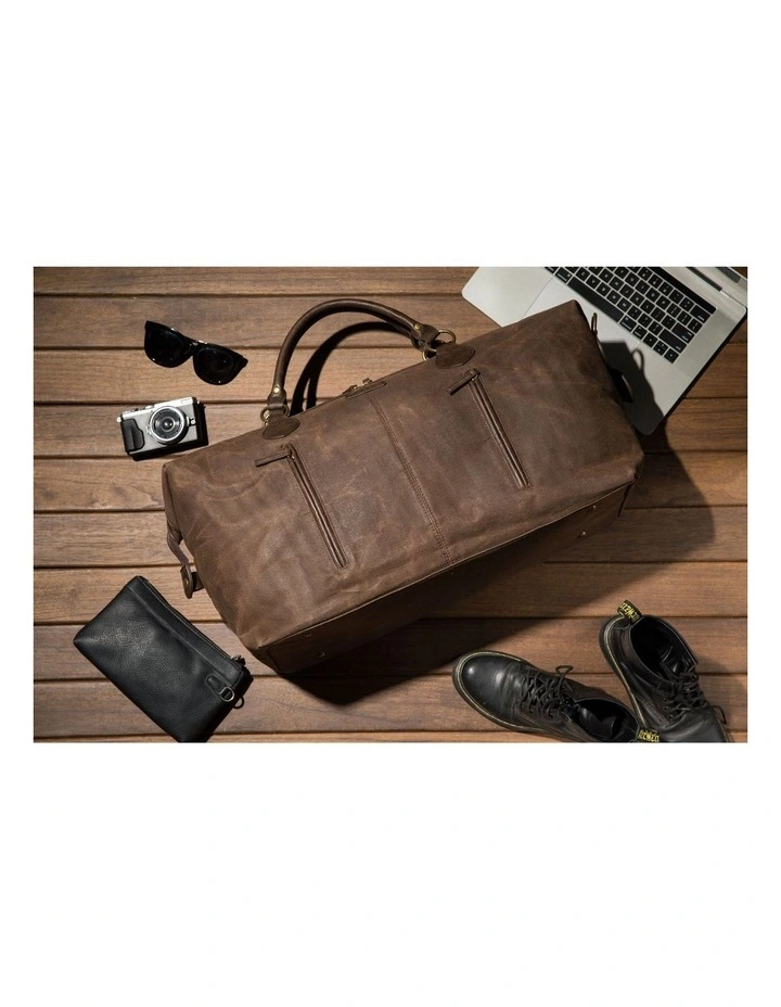 Waxed Canvas Duffle Bag - Brown image 4