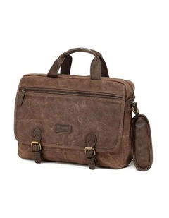 Waxed Canvas Briefcase - Brown