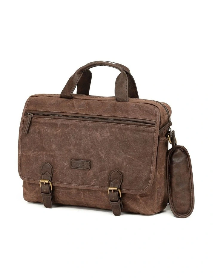 Waxed Canvas Briefcase - Brown image 1