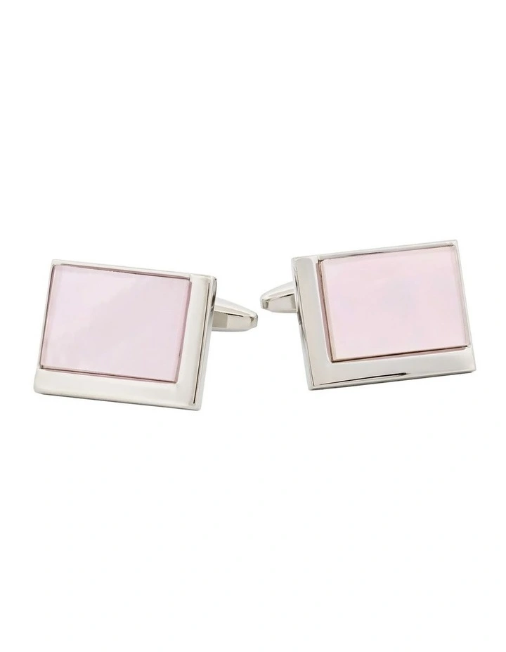 Rhodium Pink Mother Of Pearl Cufflinks image 4