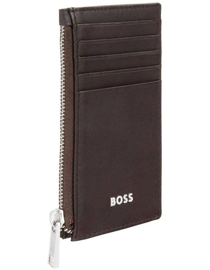 Boss Card Holder zip Classic Smooth Brown Leather image 4