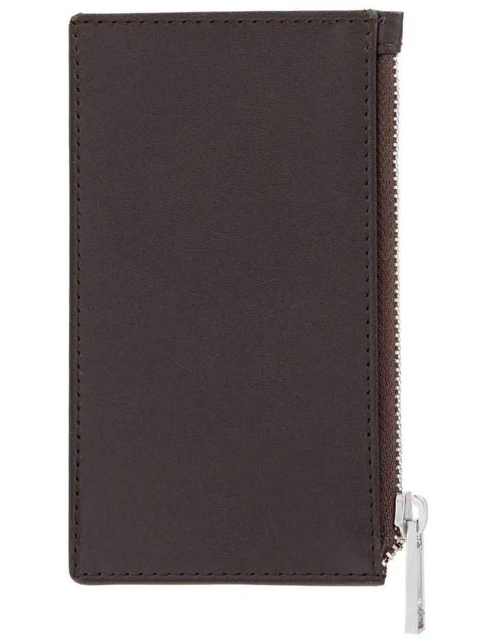 Boss Card Holder zip Classic Smooth Brown Leather image 5