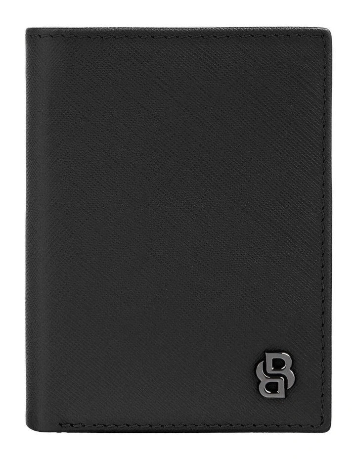 Boss Card Holder with flap Double B Saffiano Black Leather image 2