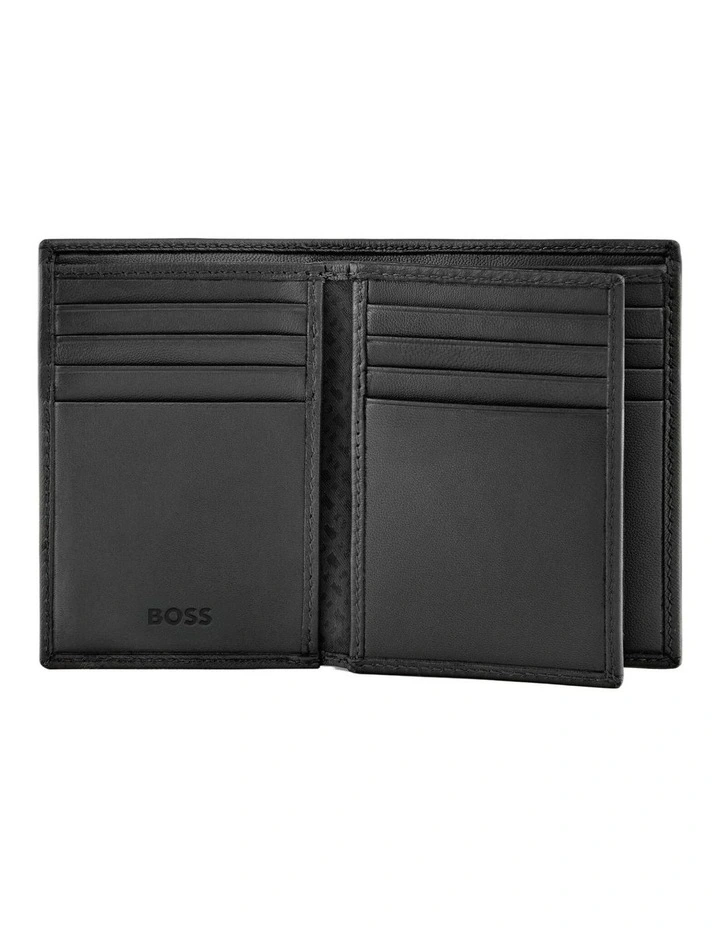 Boss Card Holder with flap Double B Saffiano Black Leather image 4