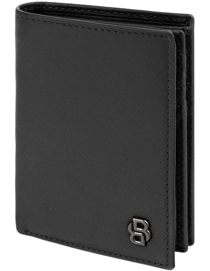 Boss Card Holder with flap Double B Saffiano Black Leather image 5