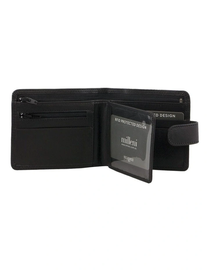 Milleni Genuine Leather Men's Tab Wallet in Black image 2