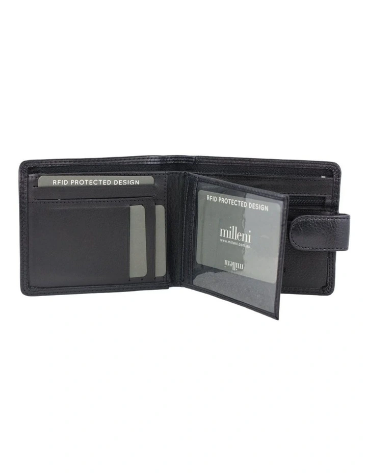 Milleni Genuine Leather Men's Tab Wallet in Black image 2