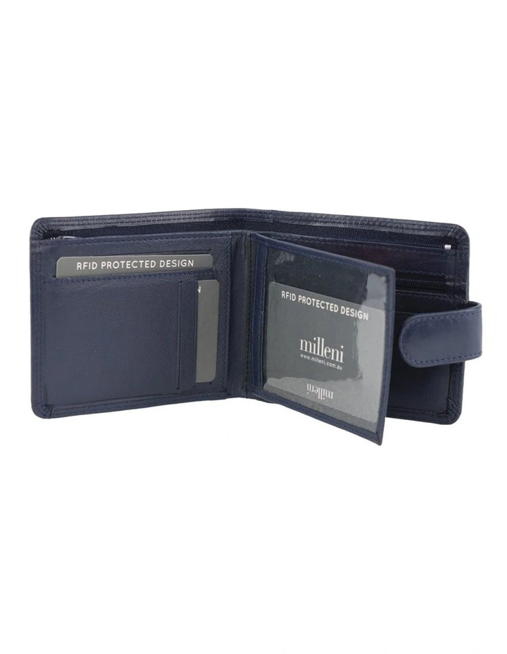 Milleni Genuine Leather Men's Tab Wallet in Navy image 2