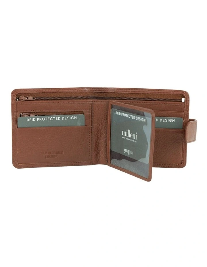 Milleni Genuine Leather Men's Tab Wallet in Tan image 2