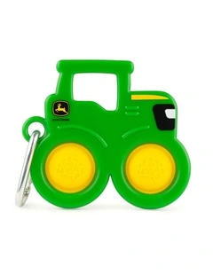 John Deere Simpl Dimpl Tractor Hanging Key Chain Kids Silicone Toy 9cm 3y 