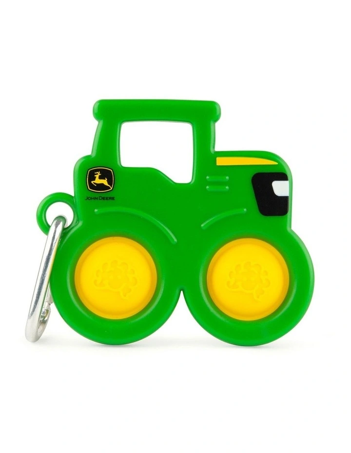 John Deere Simpl Dimpl Tractor Hanging Key Chain Kids Silicone Toy 9cm 3y image 1