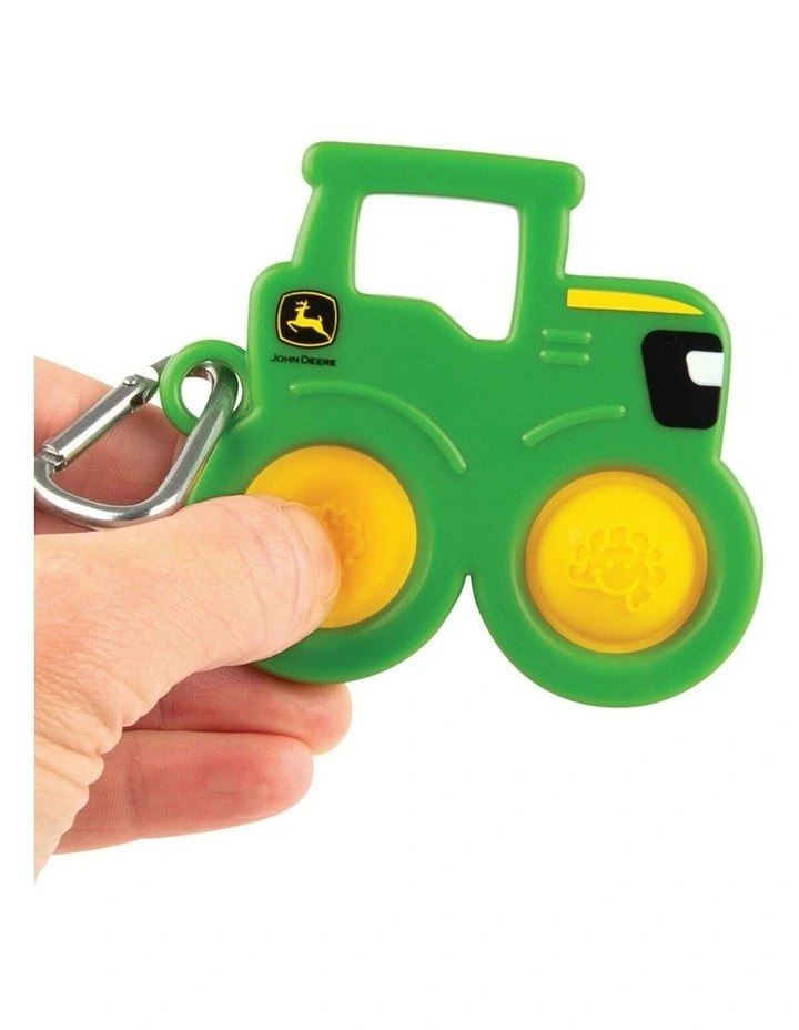 John Deere Simpl Dimpl Tractor Hanging Key Chain Kids Silicone Toy 9cm 3y image 2