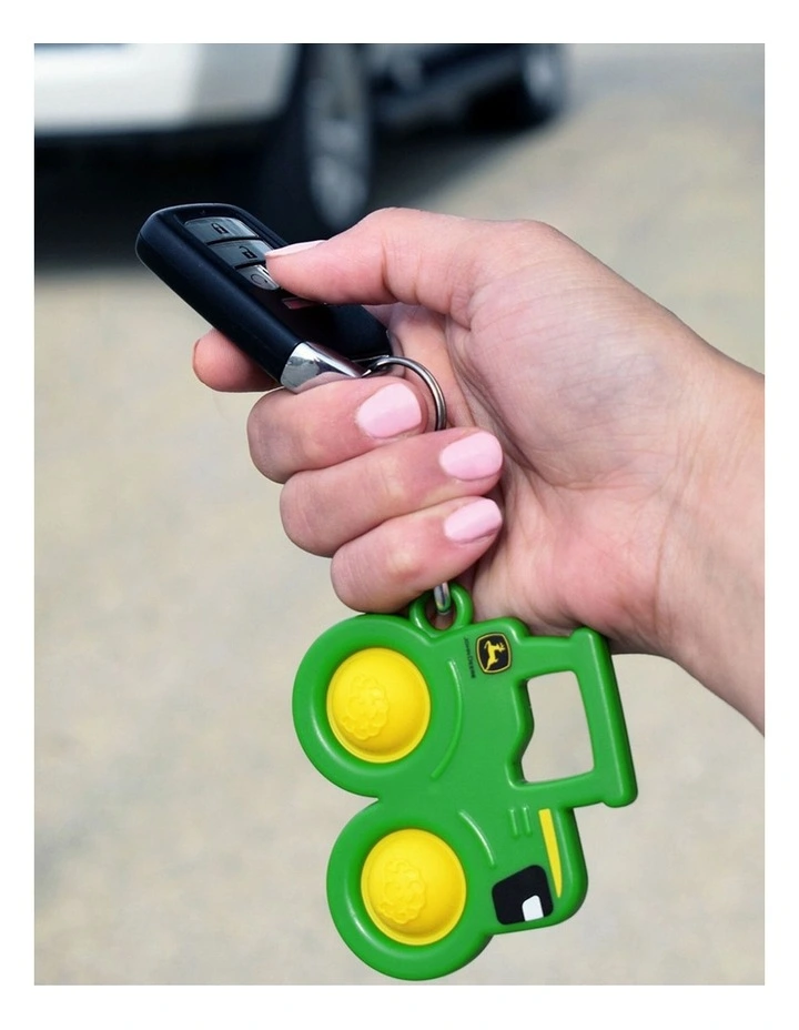 John Deere Simpl Dimpl Tractor Hanging Key Chain Kids Silicone Toy 9cm 3y image 5