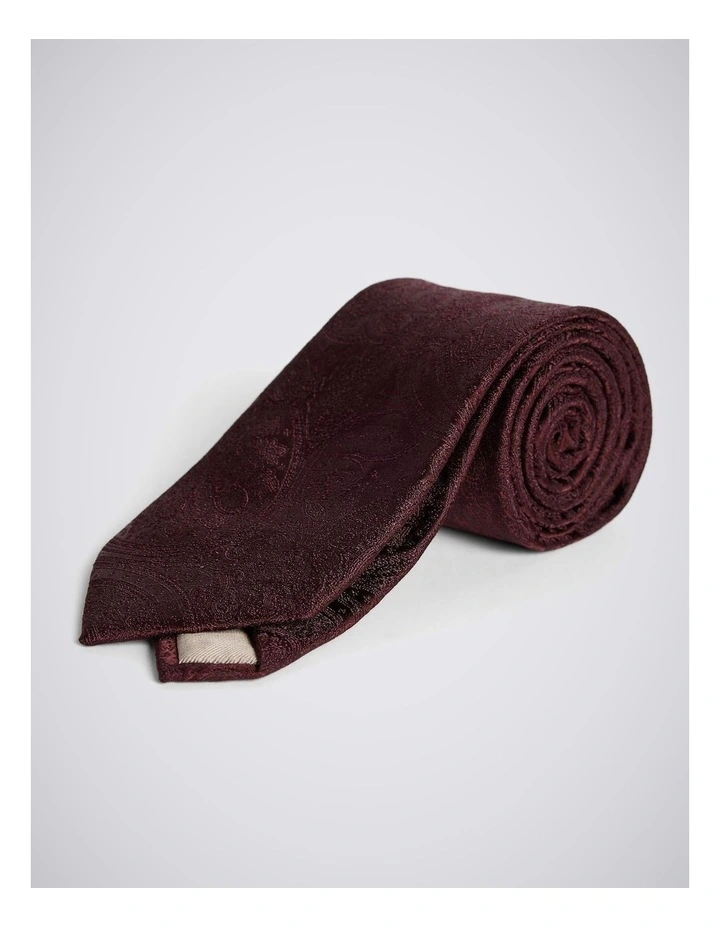 Burgundy Wedding Paisley Silk Tie image 1