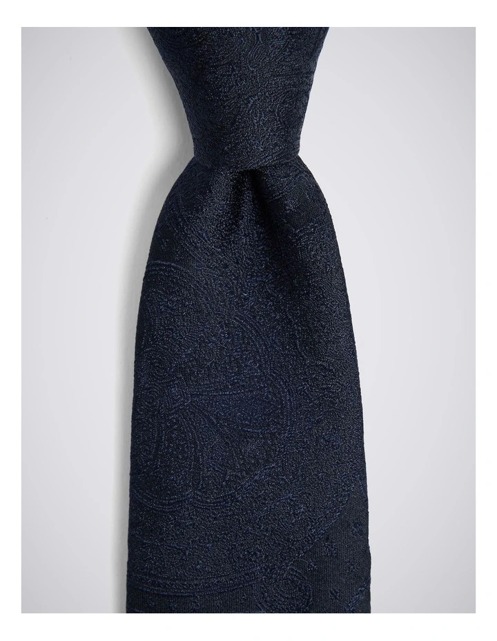 Navy Wedding Paisley Silk Tie image 2
