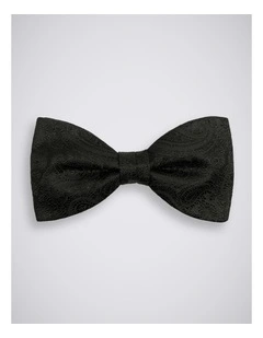 Black Silk Paisley Pre-Tied Bow Tie