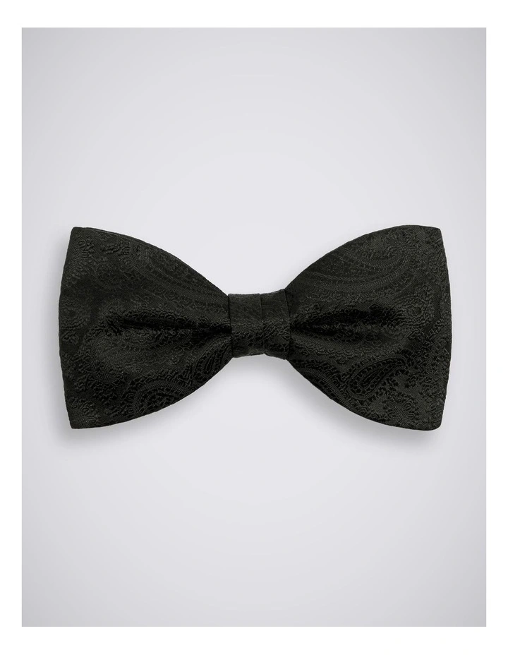 Black Silk Paisley Pre-Tied Bow Tie image 1