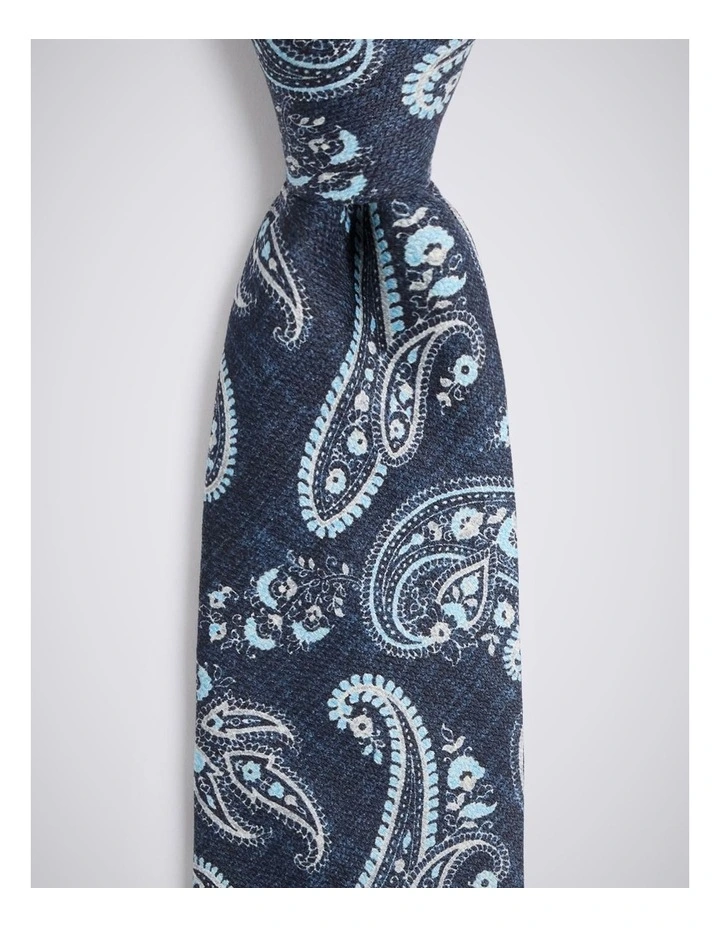 Italian Navy Blue Paisley Silk Tie image 2
