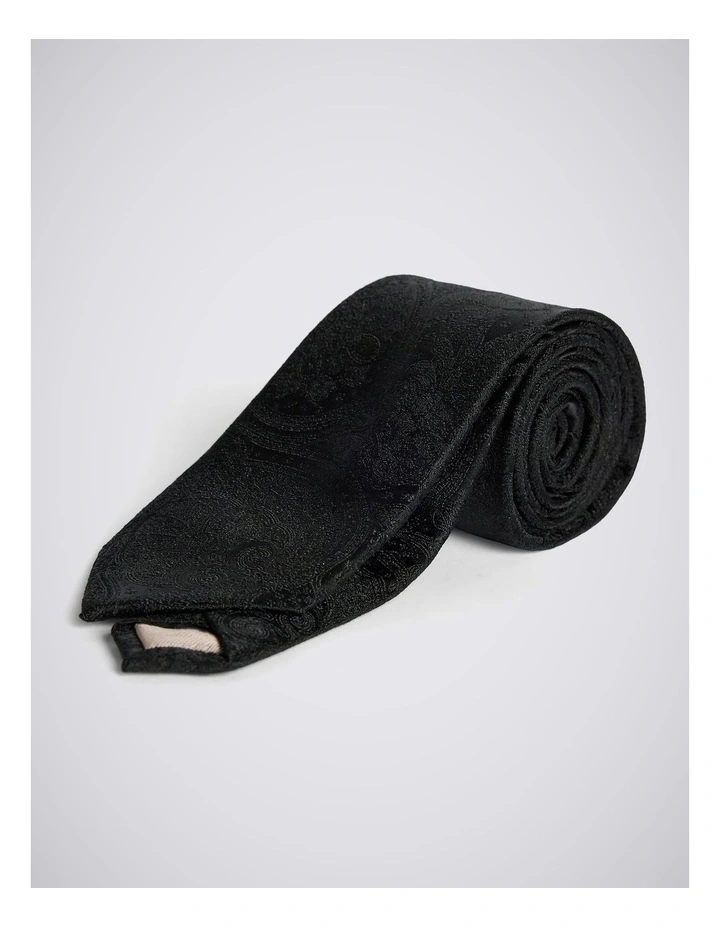 Black Wedding Paisley Silk Tie image 1