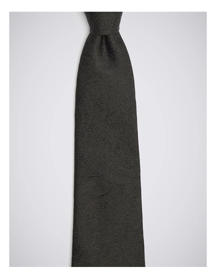 Black Wedding Paisley Silk Tie image 2