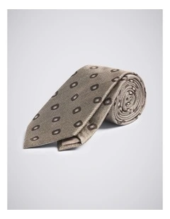Dark Neutral Silk Square Geo Tie