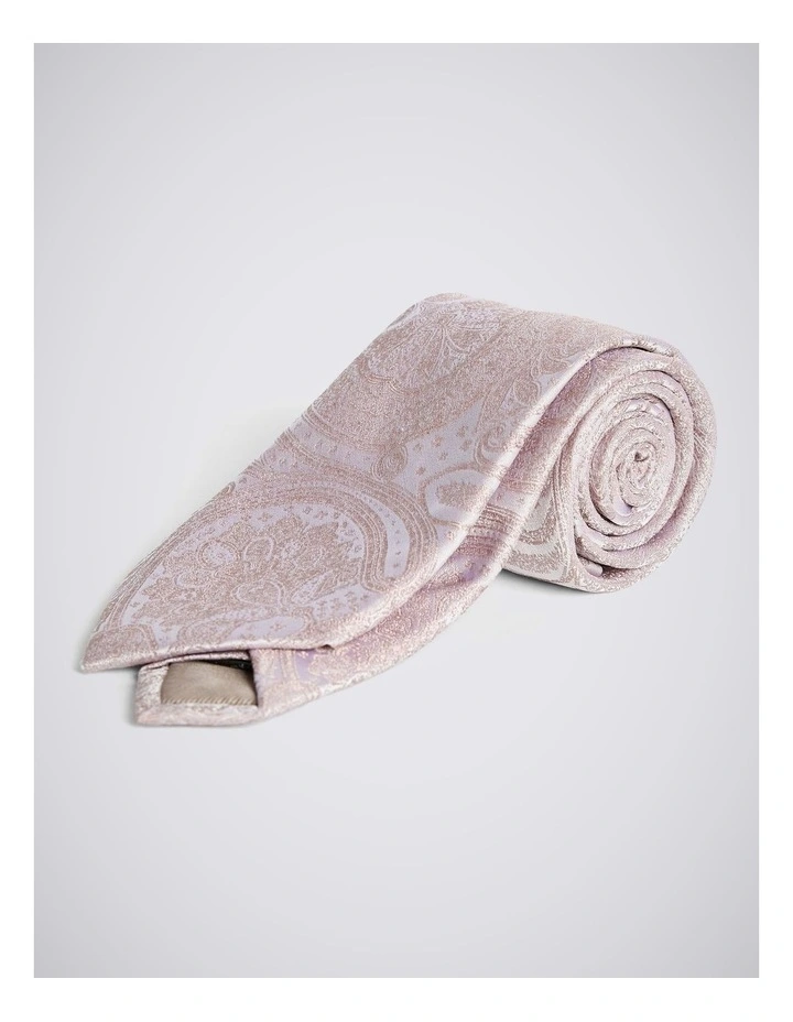 Dusty Pink Wedding Paisley Silk Tie image 1