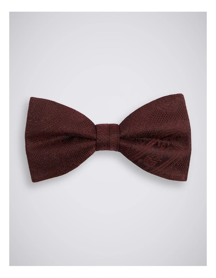 Wine Silk Paisley Pre-Tied Bow Tie image 1